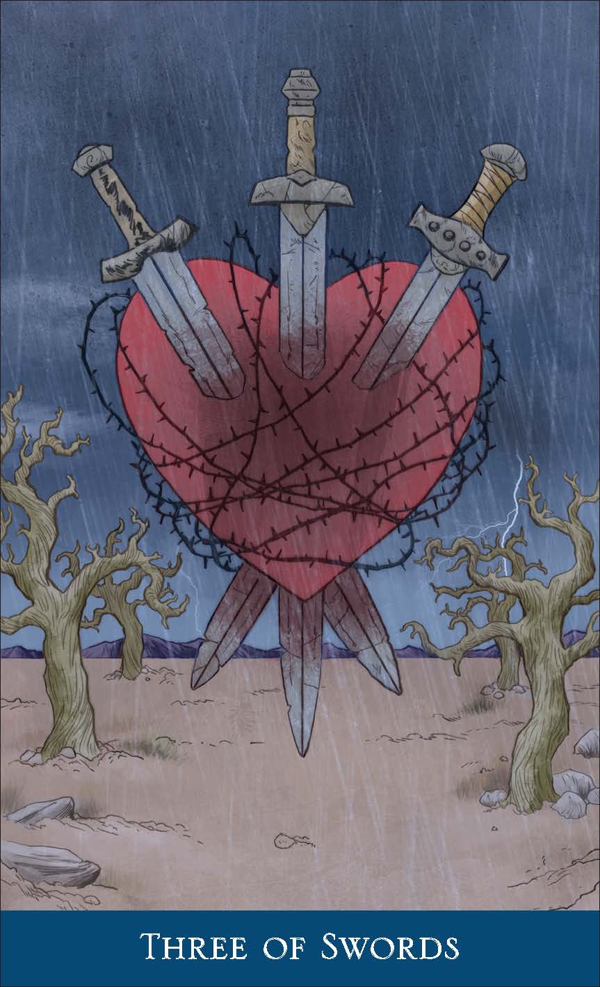 3 of Swords from Llewellyn's Classic Tarot